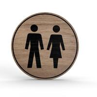Tello Wood Holz-Türschild rund Material: Eiche Furnier, selbstklebend, Ø 10,0 cm, Farbe: Eiche, Motiv: Schwarz Version: 03 - Damen und Herren