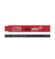 Wiha Meterstab Longlife Plus Composite 2 m metrische Skala, 10 Glieder, Farbe: rot/schwarz