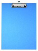 Klemmbrett,Pappkern mit Spezial-Kraftpapierbezug,Klemme an der kurzen Seite,blau