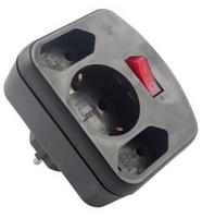 REV combi adapter, 2+1 fold power adapter/inverter 3500 W Black