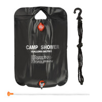 Relaxdays Campingdusche 20 l, Solardusche Camping, zum Aufhängen, faltbar, mit Handbrause, mobile Außendusche, schwarz