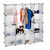 Relaxdays Kleiderschrank Stecksystem, 12 Fächer, Kunststoff, großer Garderobenschrank, 145,5 x 145,5 cm, transparent