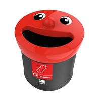 Novelty Smiley Face Recycling Bin - 52 Litre-Lime Green Lid with Mixed Recyclables Label