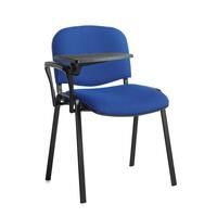 Taurus meeting room chair with black frame and writing tablet - blue