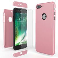 NALIA Full Body Case compatible with iPhone 7 Plus, Protective Front and Back Phone Cover with Tempered Glass Screen Protector, Slim Shockproof Smartphone Bumper Ultra-Thin Rose...