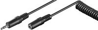 Kopfhörerverlängerung 3,5 mm, Spiral-Kabel, Schwarz - Klinke 3,5 mm Stecker (3-Pin, stereo) > Klinke