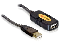 USB 2.0 Verlängerung Stecker A an Buchse A, aktiv, schwarz, 5m, Delock® [82308]