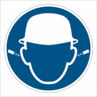 Kombischild - Ohrstöpsel und Kopfschutz benutzen, Blau, 10 cm, Magnetfolie