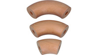 Handlaufbogen in Buche ged., mit 2 Holzdübel, Ø 42mm, Radius 100mm, Winkel 90°, roh, geschliffen