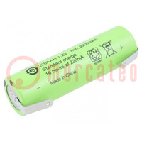 Re-battery: Ni-MH; AA; 1.2V; 2200mAh; soldering lugs; Ø14.5x49.5mm