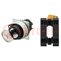 Switch: rotary with key; 22mm; Stabl.pos: 2; NC + NO; black; none