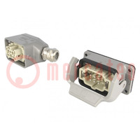 Connector: HDC; male + female; plug + socket,complete set; PIN: 6