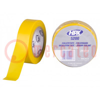 Tape: electro-isolatie; W: 19mm; L: 10m; Thk: 0,15mm; geel; rubber