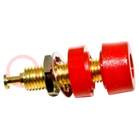 Socket; 4mm banana; 15A; 2kVDC; red; gold-plated; -50÷120°C; brass