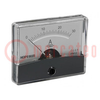 Ammeter; on panel; I DC: 0÷30A; Class: 2.5; 60x47mm