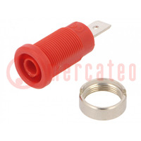 Socket; 4mm banana; 36A; red; nickel plated; on panel,screw; 5mΩ