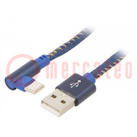 Cable; USB 2.0; USB A plug,USB C angled plug; gold-plated; 1m