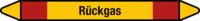 Rohrmarkierer ohne Gefahrenpiktogramm - Rückgas, Rot/Gelb, 3.7 x 35.5 cm