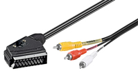 Goobay 50365 video kabel adapter 3 m SCART (21-pin) 3 x RCA Zwart