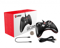 MSI FORCE GC20 Wired Pro Gaming Controller PC and Android 'PC and Android ready, adjustable D-Pad cover, Dual vibration motors, Ergonomic design, detachable cables'