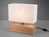 LED Tischleuchte Holzfuß mit Stoffschirm in Weiß 12x30cm Höhe 30cm