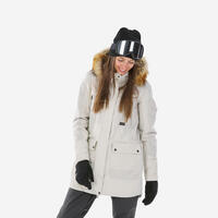 Women’s Snowboard Jacket Ziprotec Compatible Snb 500 - Beige - UK16-18 / EU XL