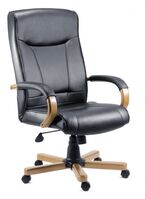 Kingston Bonded Leather Faced Executive Office Chair Black/Light Wood - 8512HLW -