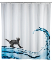 WENKO Anti-Schimmel Duschvorhang Cat, Polyester, 180 x 200 cm, waschbar