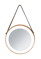 WENKO LED-Wandspiegel Usini, beleuchteter Spiegel aus Bambus