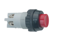 Drucktaster, 2-polig, rot, unbeleuchtet, 2 A/250 V, Einbau-Ø 18.2 mm, IP40/IP65,