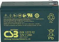 CSB Battery EVX 1272 Ólomakku 12 V 7.2 Ah Ólom-vlies (AGM) (Sz x Ma x Mé) 151 x 99 x 65 mm 6,35 mm-es laposérintkezős dugó Ciklusálló, Karbantartásmentes, Kis