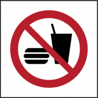 Winkelschild - Essen und Trinken verboten, Rot/Schwarz, 20 x 20 cm, Aluminium