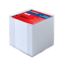 Zettelkasten Zettelbox 9x9x9cm transparent 700Blatt weiß gefüllt