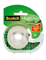 Scotch® Magic™ Unsichtbares Klebeband, 1 Rolle, 19 mm x 25 m + 5 m GRATIS + Handabroller