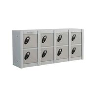 Probe locker for personal effects with 8 compartments and silver doors