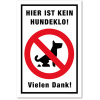 Hier Ist Kein Kuneklo - Vielen Dank, Kein Hundeklo Aufkleber, 20 x 30 cm, aus Premium-Aufkleber blasenfrei, mit UV-Schutz