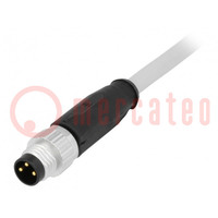 Connector: M8; mannelijk; PIN: 3; recht; met kabel; stekker; 5m; PVC
