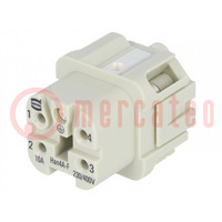 Connector: HDC; contact insert; female; Han® A; PIN: 5; 4+PE; 10A