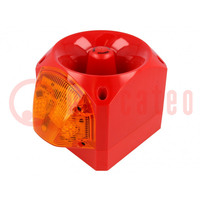 Segnalatore: luminoso-acustico; 10÷60VDC; LED; rosso; IP66; 105dB