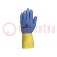 Beschermende handschoenen; Afmeting: 8/9; geel-blauw; latex