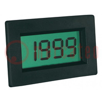 Voltímetro; digital,montaje; 0÷199,9mV; para panel; pestillo; LCD