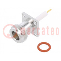 Connector: N; socket; female; straight; 50Ω; soldering; PTFE