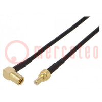 Cable; 3m; SMB male,SMB female; shielded; black; angled,straight