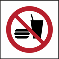 Hängeschild - Essen und Trinken verboten, Rot/Schwarz, 25 x 25 cm, Kunststoff