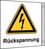 Fahnenschild - Warnung vor elektrischer Spannung, Rückspannung, Gelb/Schwarz