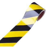 Warnmarkierungsband, gelb/schwarz, Typ C, selbstklebend, 11m auf Rolle, 10cm breit Version: 01 - linksweisend