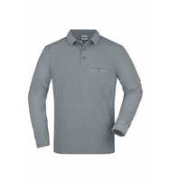 James & Nicholson Poloshirt langarm Herren JN866 Gr. 4XL grey-heather