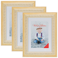 CADRE PHOTO EN BOIS STYLE BAROQUE POUR PHOTOS 15X21 CM - 3 X CADRES BEIGE EN VERRE POUR DE BEAUX SOUVENIRS | CADRE PHOTO AUTOPOR