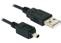 DeLOCK Camera cable USB-B mini 4pin > USB-A 1,5m male-male USB kábel Mini-USB B USB A Fekete