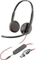 POLY Stereofoniczny zestaw słuchawkowy USB-C Blackwire 3225 + wtyczka 3,5 mm + przejściówka USB-C/A (opakowanie zbiorcze)